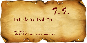 Talián Iván névjegykártya